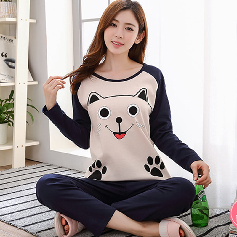 Cute Cartoon Pajamas Set for Women Home Wear