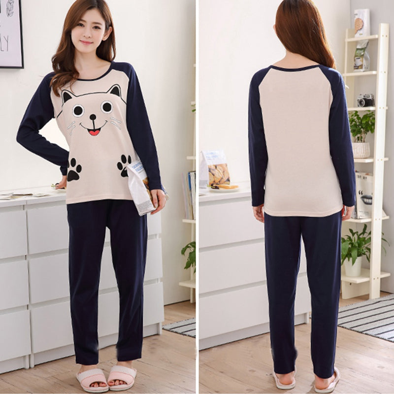 Cute Cartoon Pajamas Set for Women Home Wear
