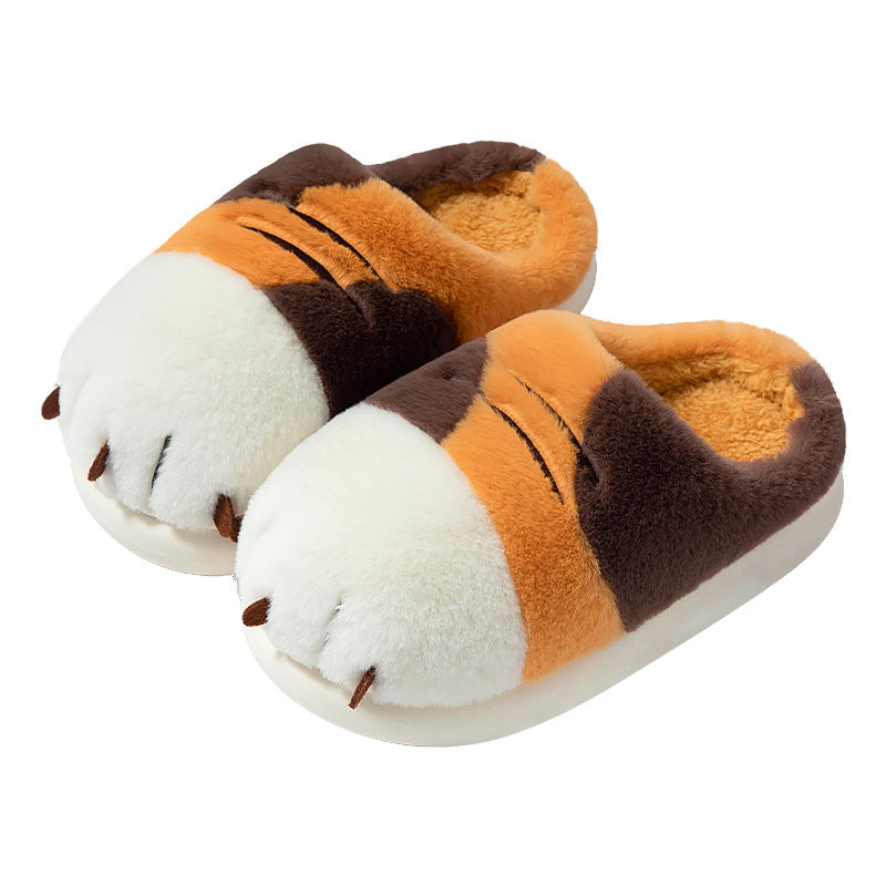 Cute Bear Paw Cotton Slippers for Women - Cozy Indoor Wear