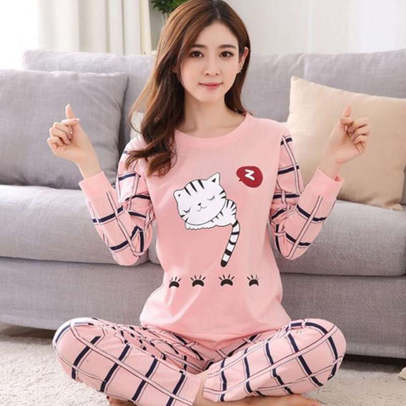Cute Cartoon Pajamas Set for Women Home Wear