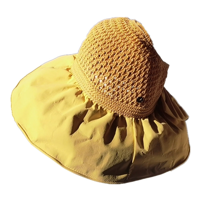 Black Glue Sun Hat for Women - Anti-UV Beach Wear