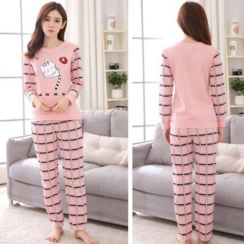 Cute Cartoon Pajamas Set for Women Home Wear
